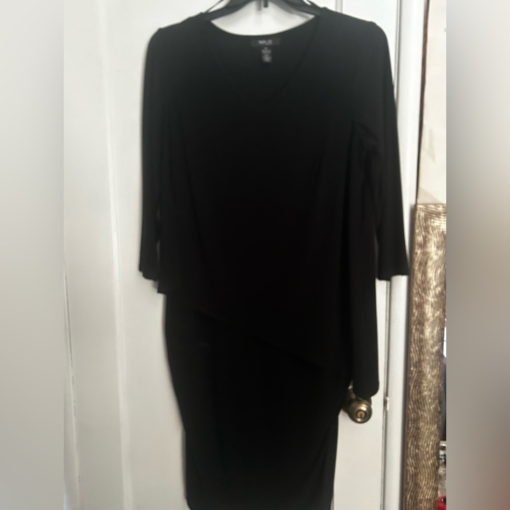 Style & Co. Black Asymmetrical V-Neck Dress